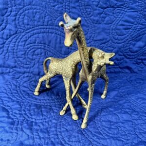 Vintage Brass Giraffe Figurines Pair‎ Decorative Animal Sculpture Collectible